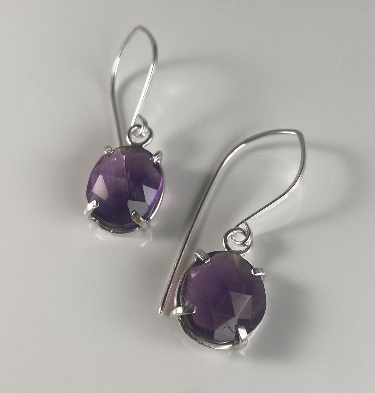 Rosecut Amethyst Drop Earrings