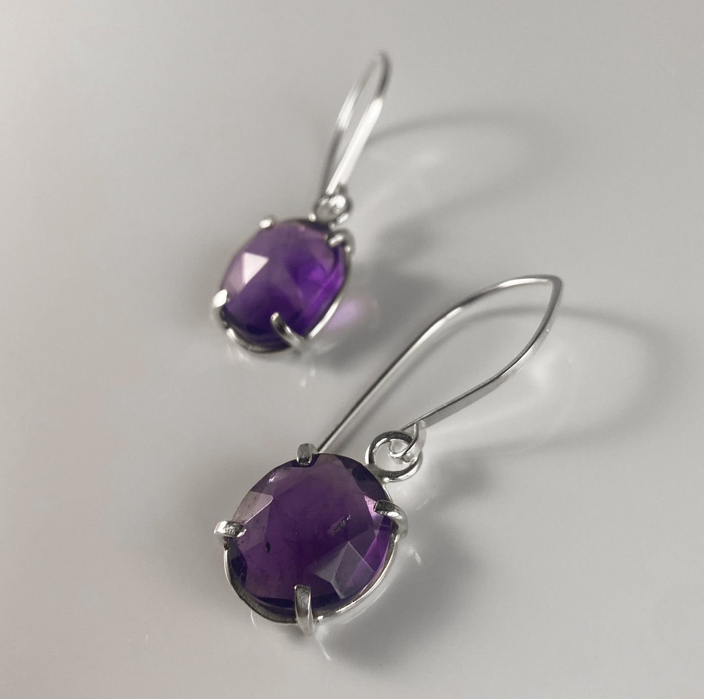 Rosecut Amethyst Drop Earrings