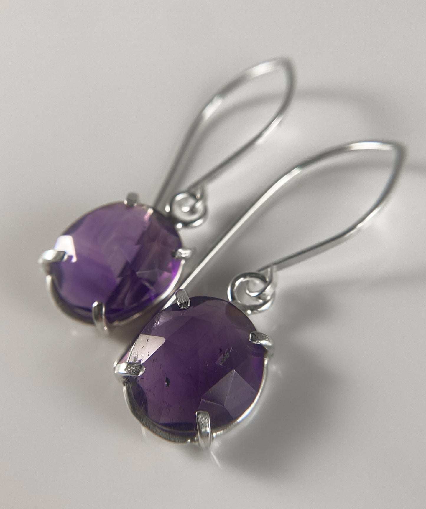 Rosecut Amethyst Drop Earrings