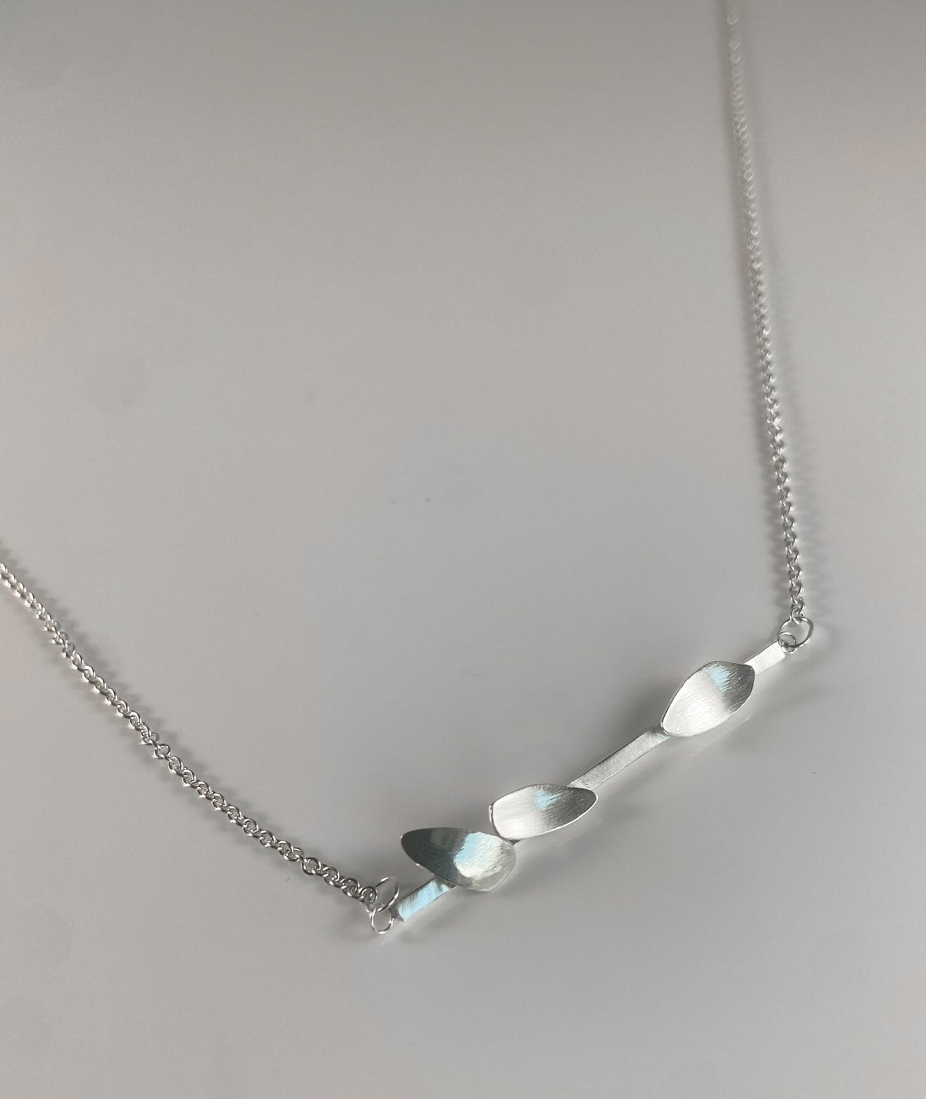 Sterling Silver Bar Necklace with Petals