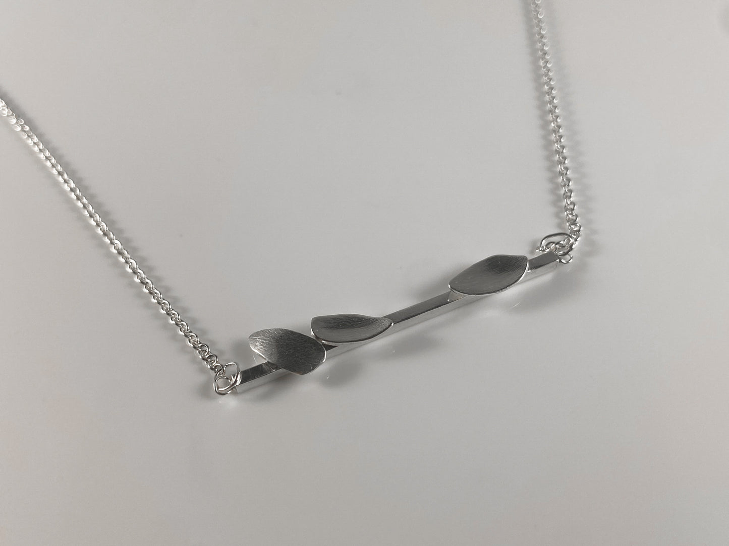 Sterling Silver Bar Necklace with Petals
