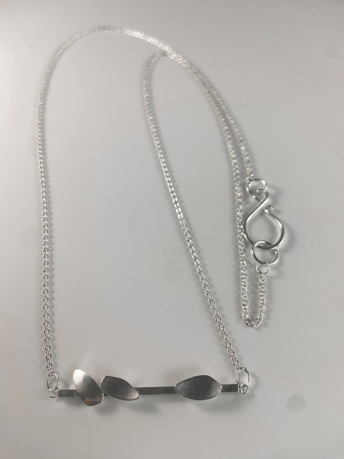 Sterling Silver Bar Necklace with Petals