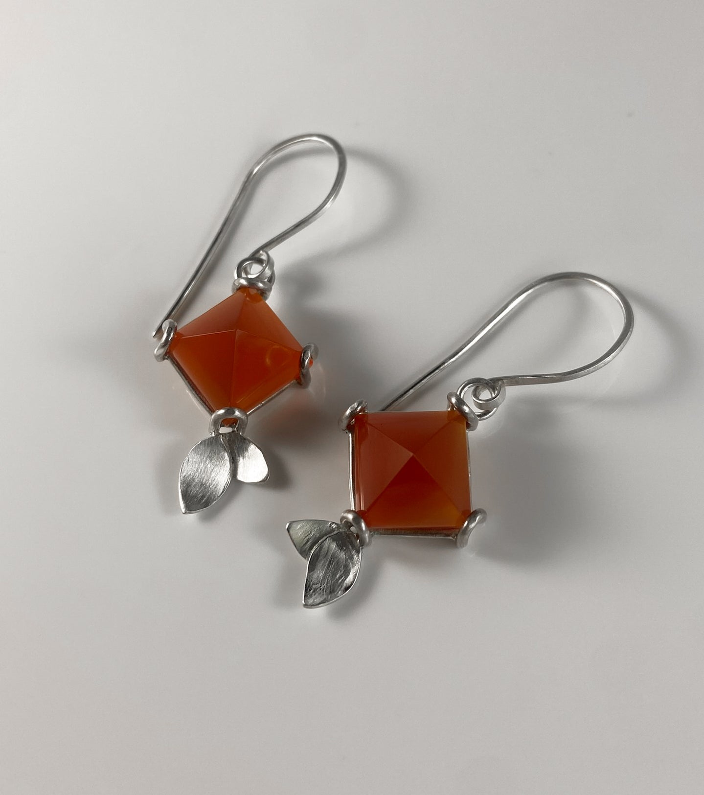 Pyramid Carnelian Drop Earrings