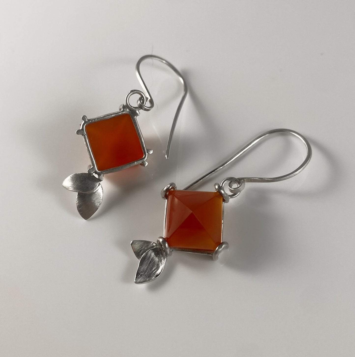 Pyramid Carnelian Drop Earrings