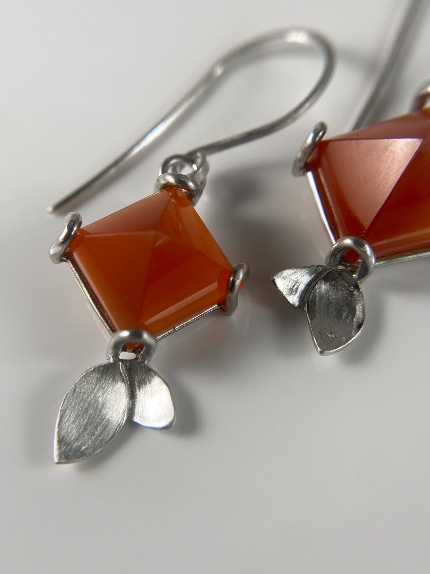 Pyramid Carnelian Drop Earrings