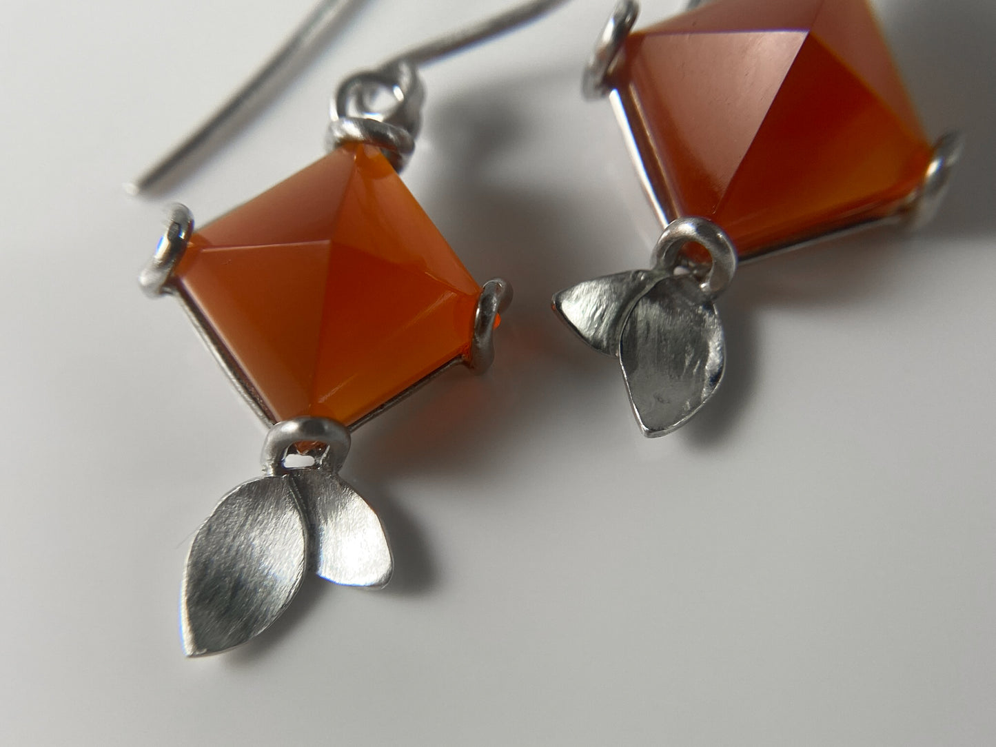 Pyramid Carnelian Drop Earrings