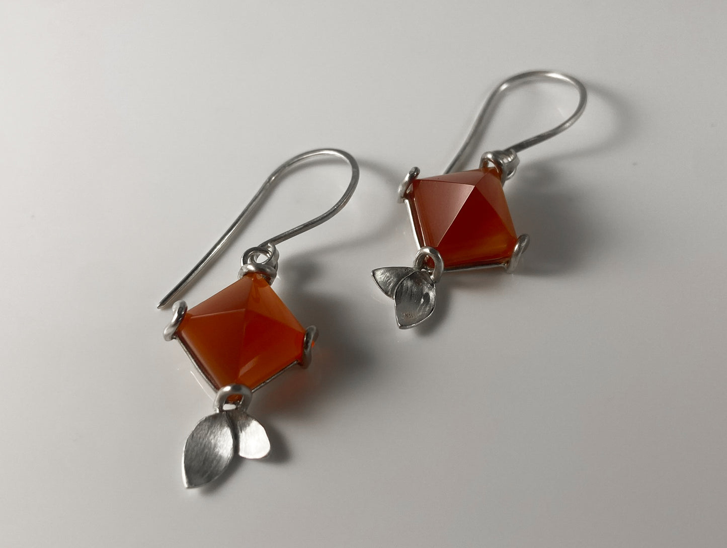 Pyramid Carnelian Drop Earrings