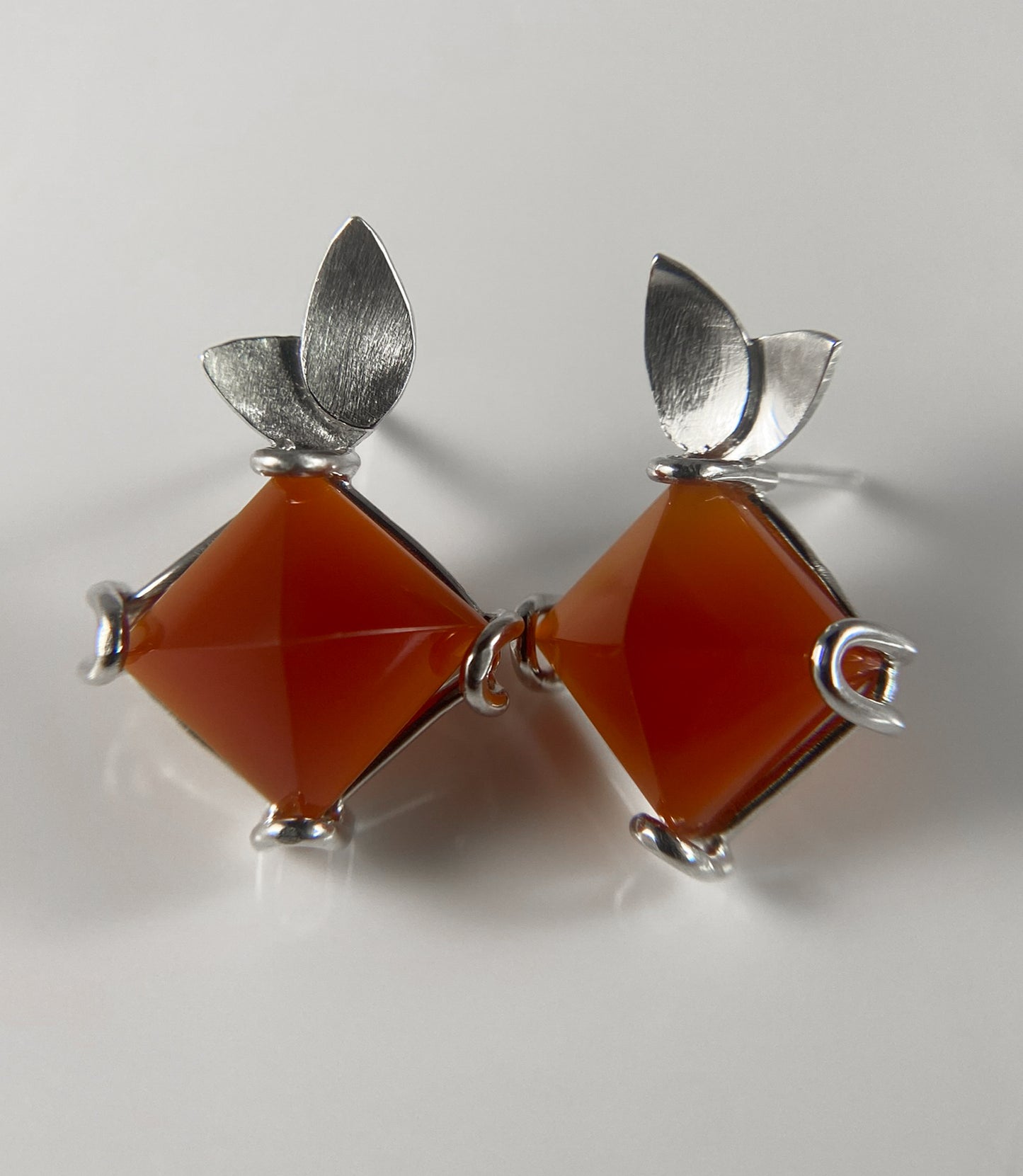 Pyramid Carnelian Stud Earrings