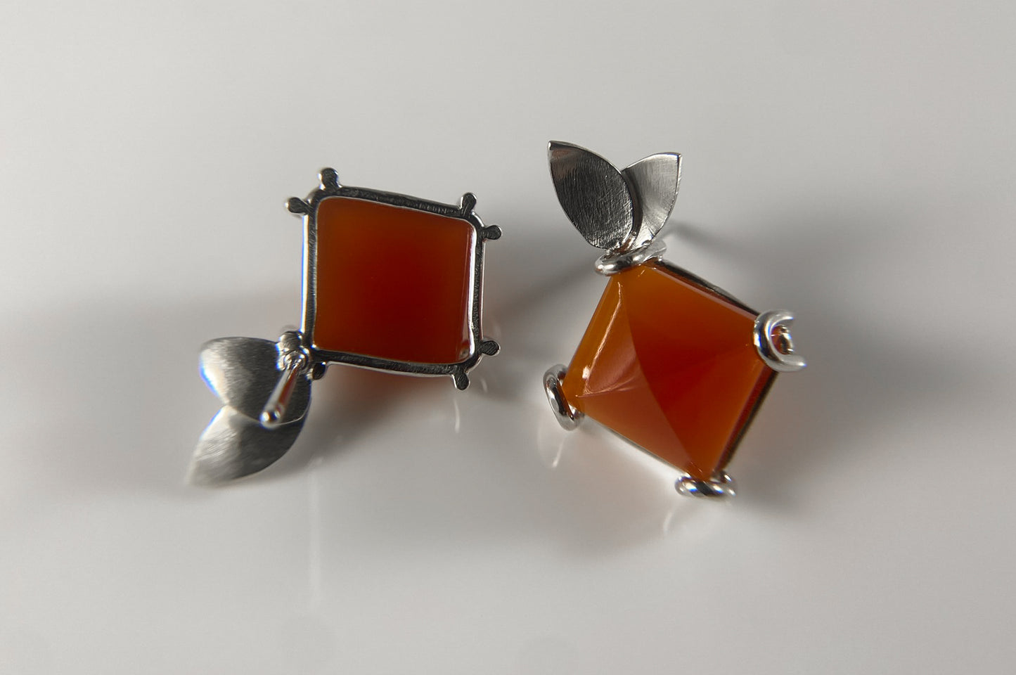 Pyramid Carnelian Stud Earrings