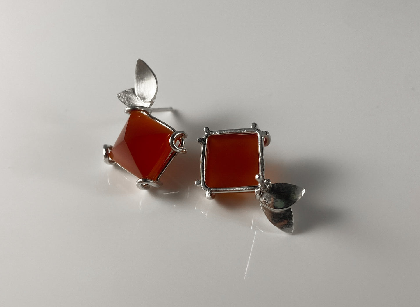 Pyramid Carnelian Stud Earrings