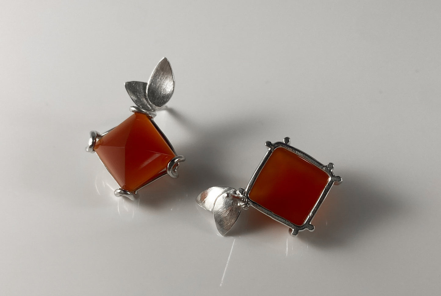 Pyramid Carnelian Stud Earrings