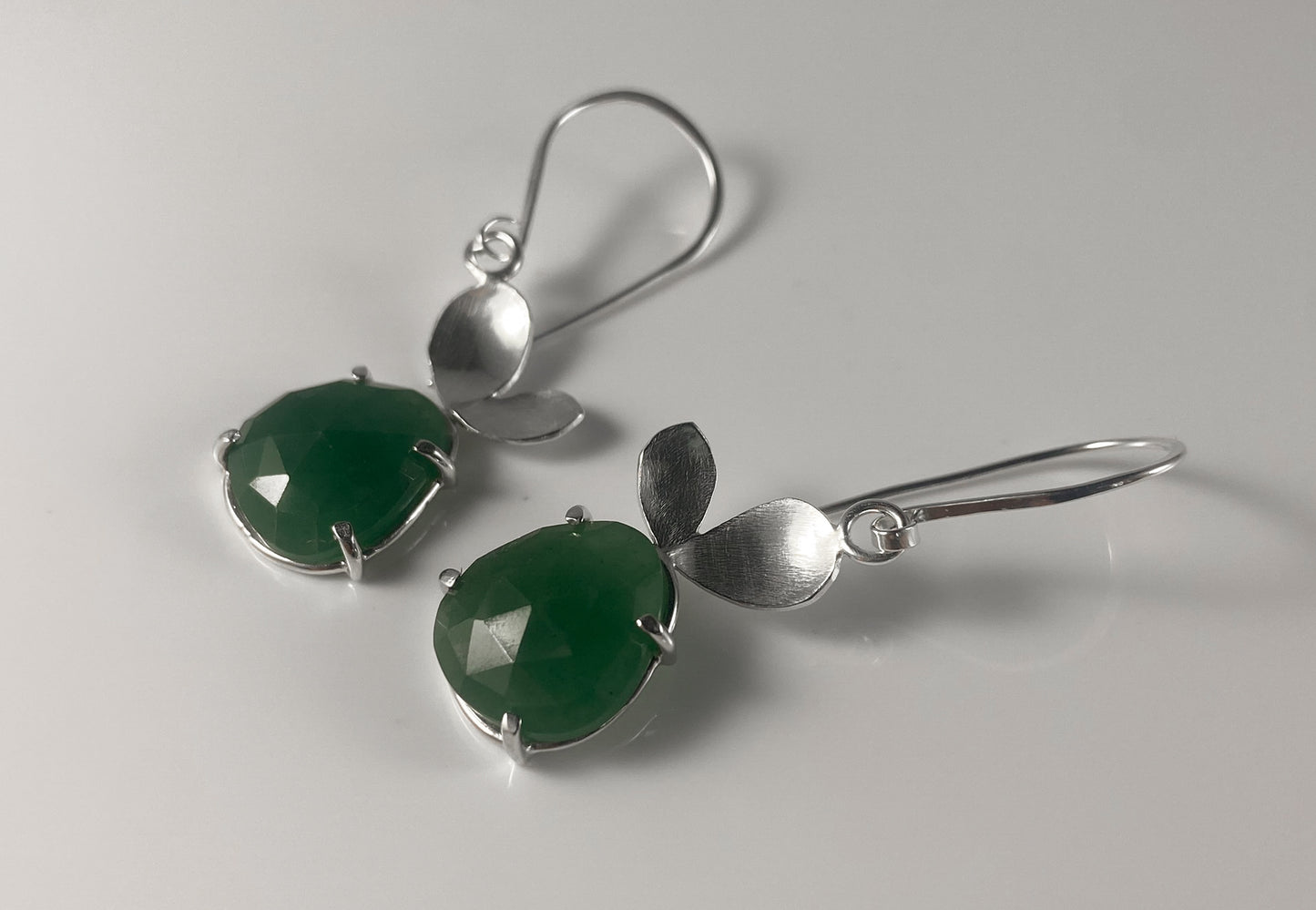 Rosecut Green Onyx Drop Earrings