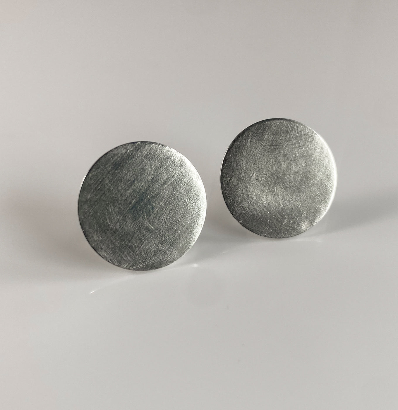 Sterling Silver Large Disc Stud Earrings