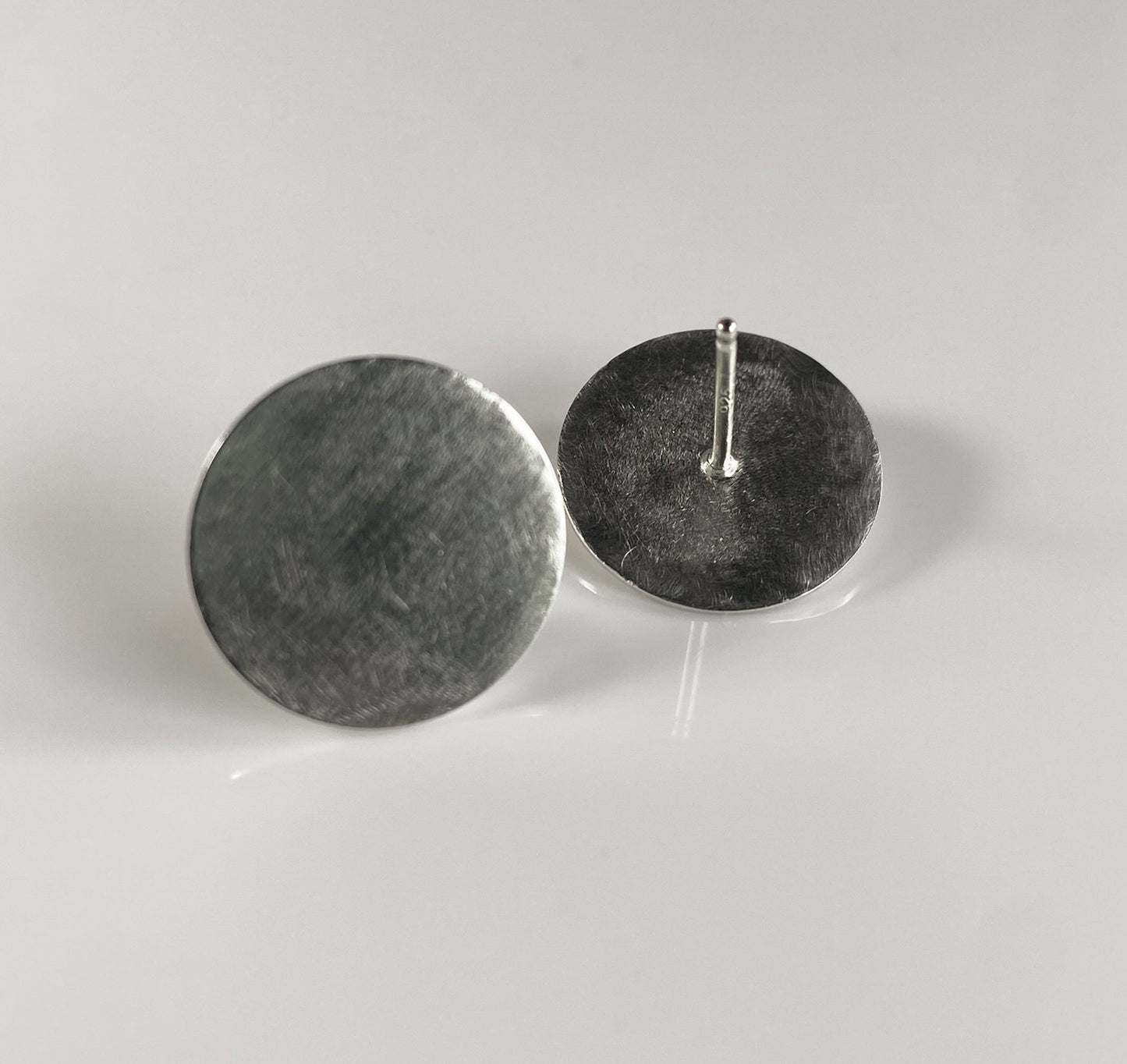 Sterling Silver Large Disc Stud Earrings