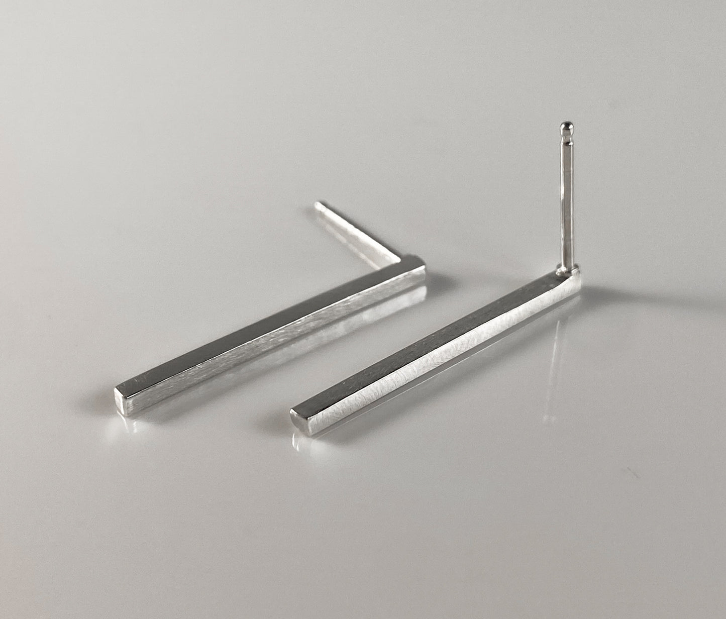 Sterling Silver Long Bar Stud Earrings
