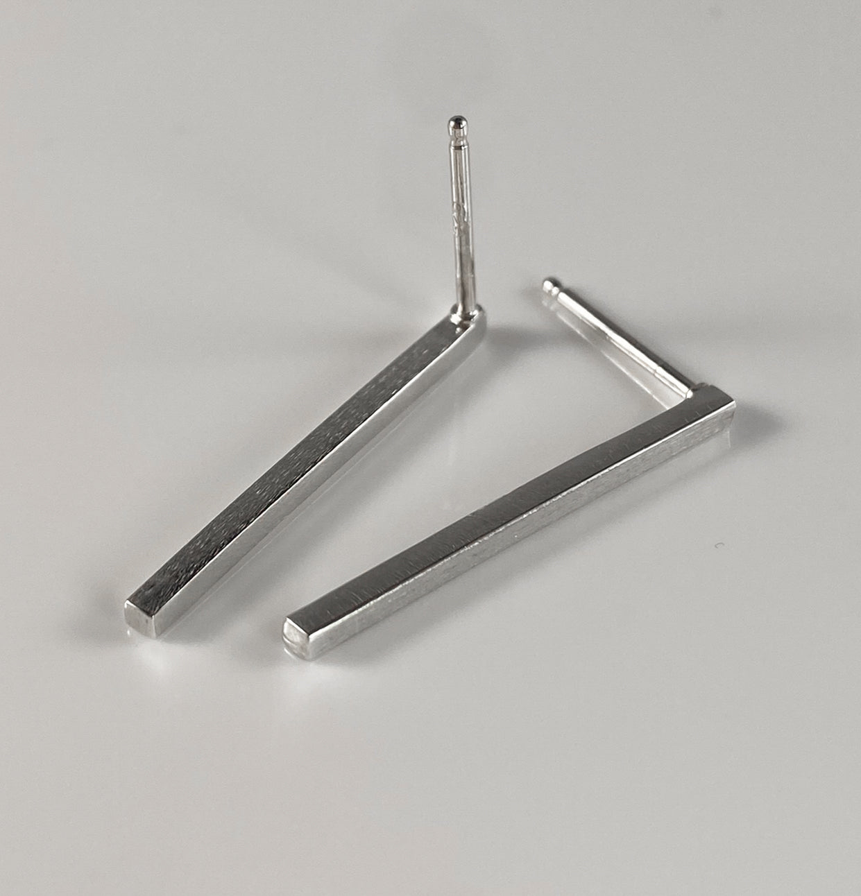 Sterling Silver Long Bar Stud Earrings