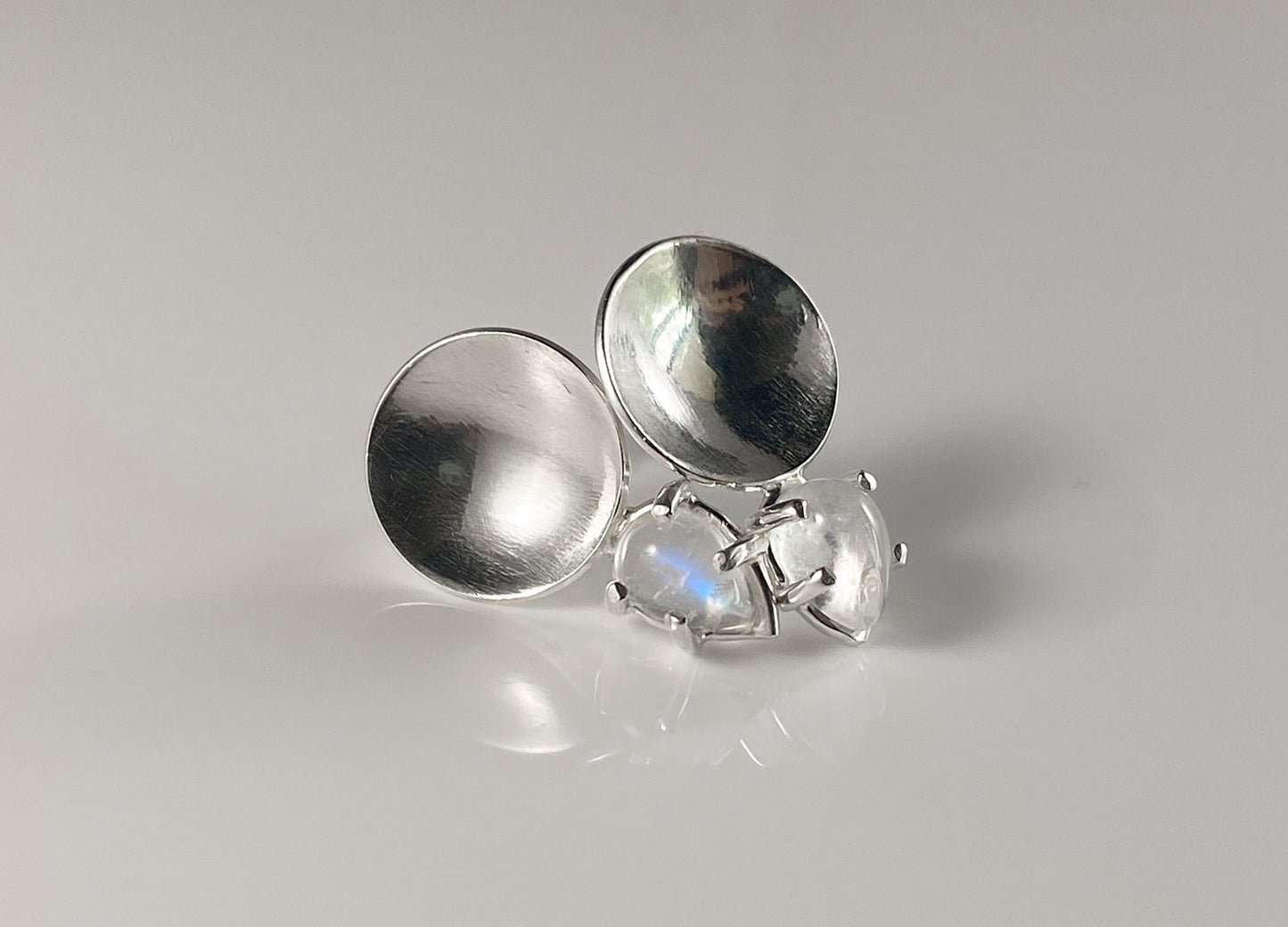 Rainbow Moonstone Stud Earrings