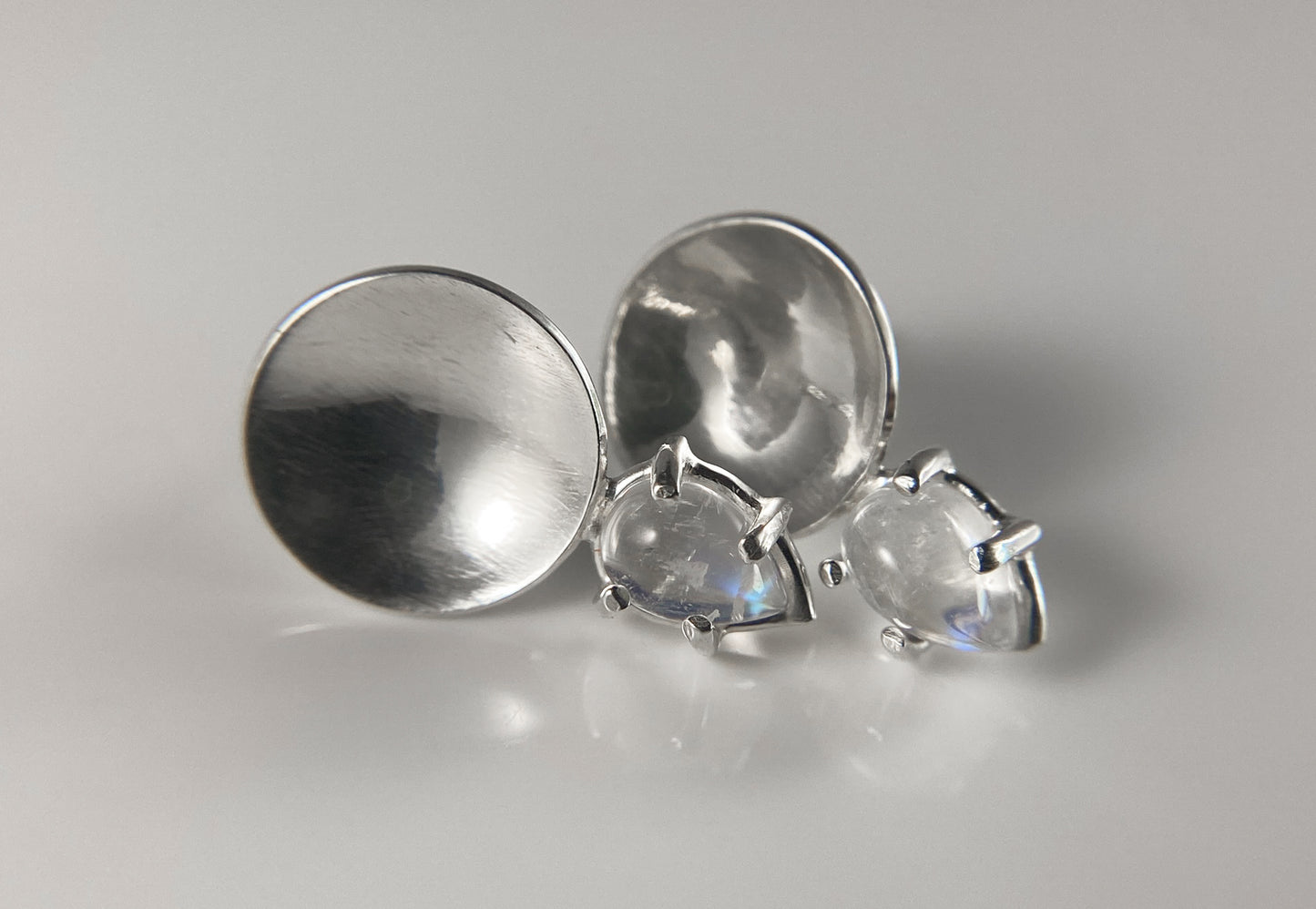 Rainbow Moonstone Stud Earrings