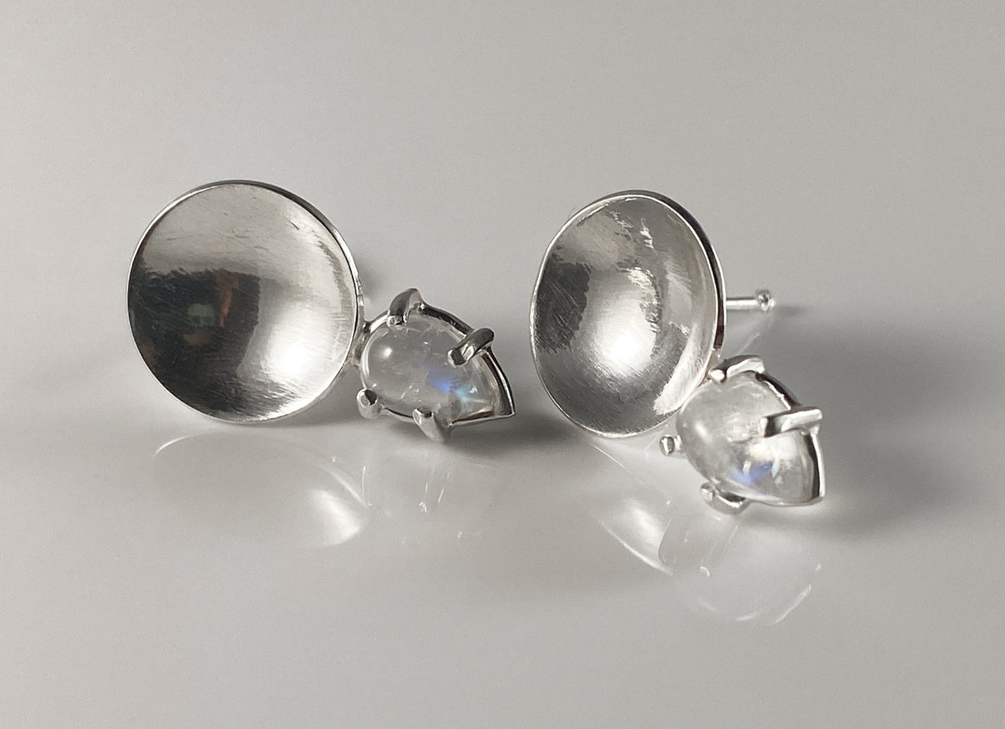 Rainbow Moonstone Stud Earrings