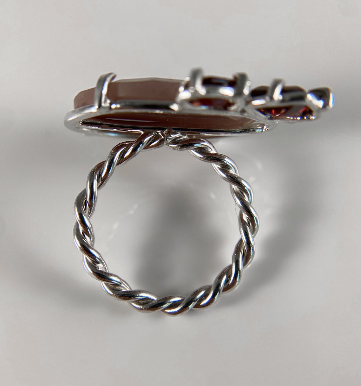Statement Ring with Rosecut Rhodonite and Garnets