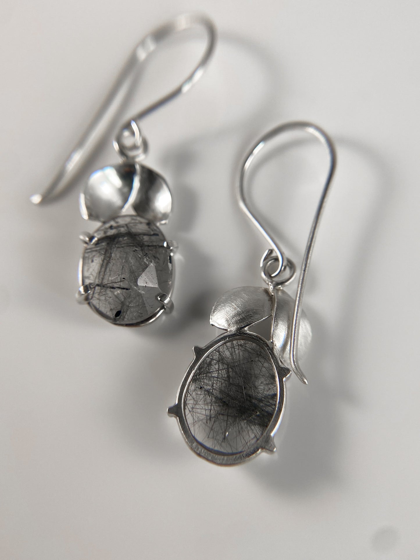 Rutilated Quartz Drop Earrings with Petals