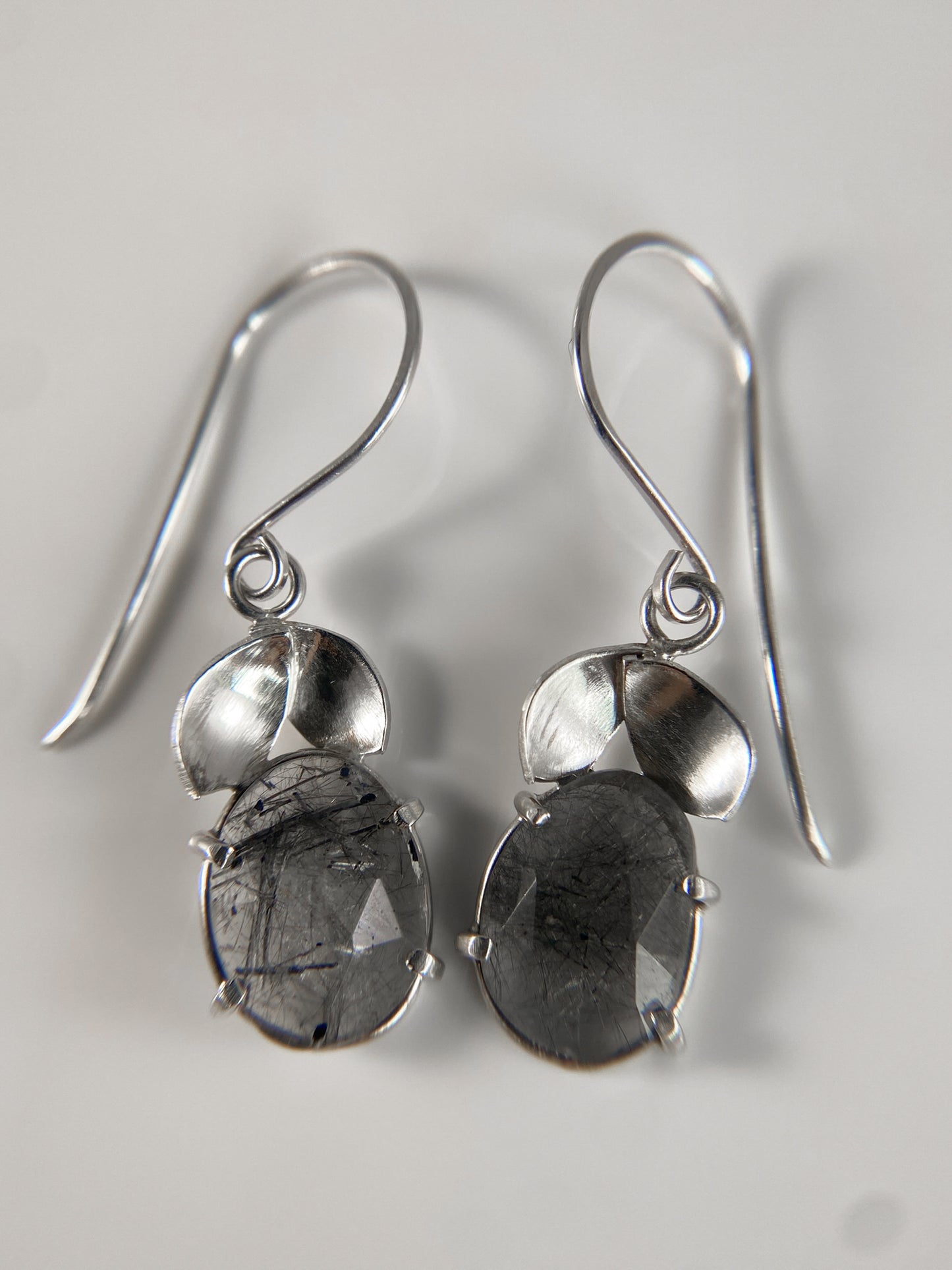 Rutilated Quartz Drop Earrings with Petals