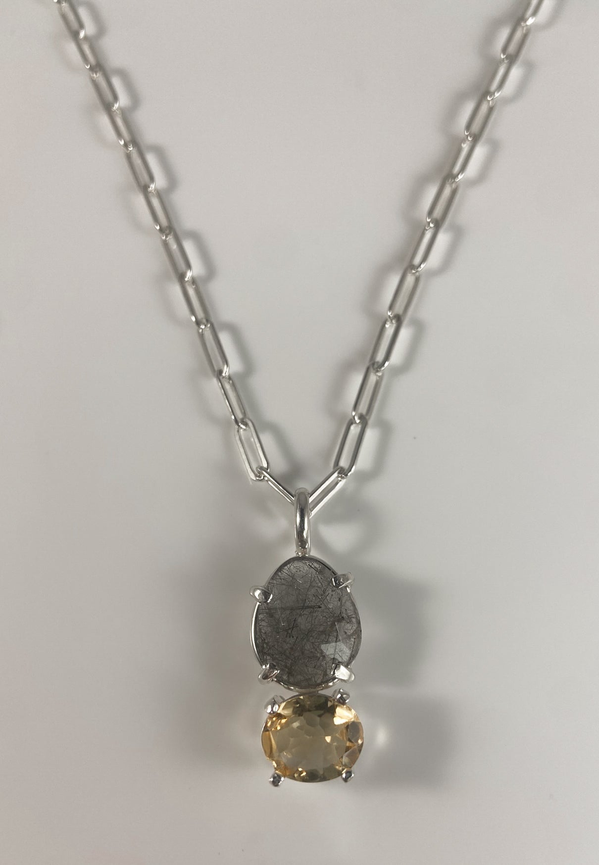 Rutilated Quartz and Citrine Necklace
