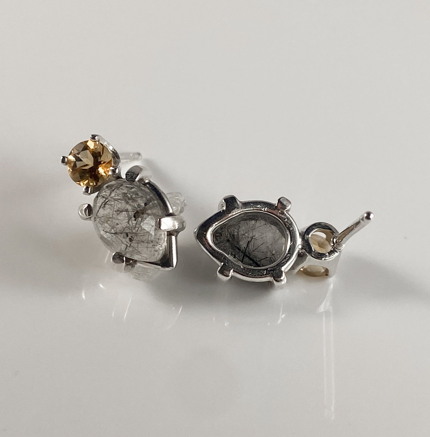 Rutilated Quartz and Citrine Stud Earrings