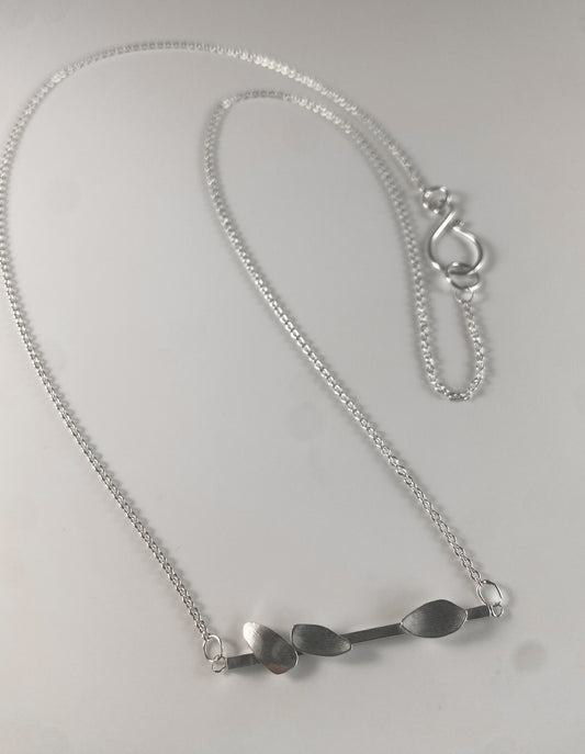 Sterling Silver Bar Necklace with Petals