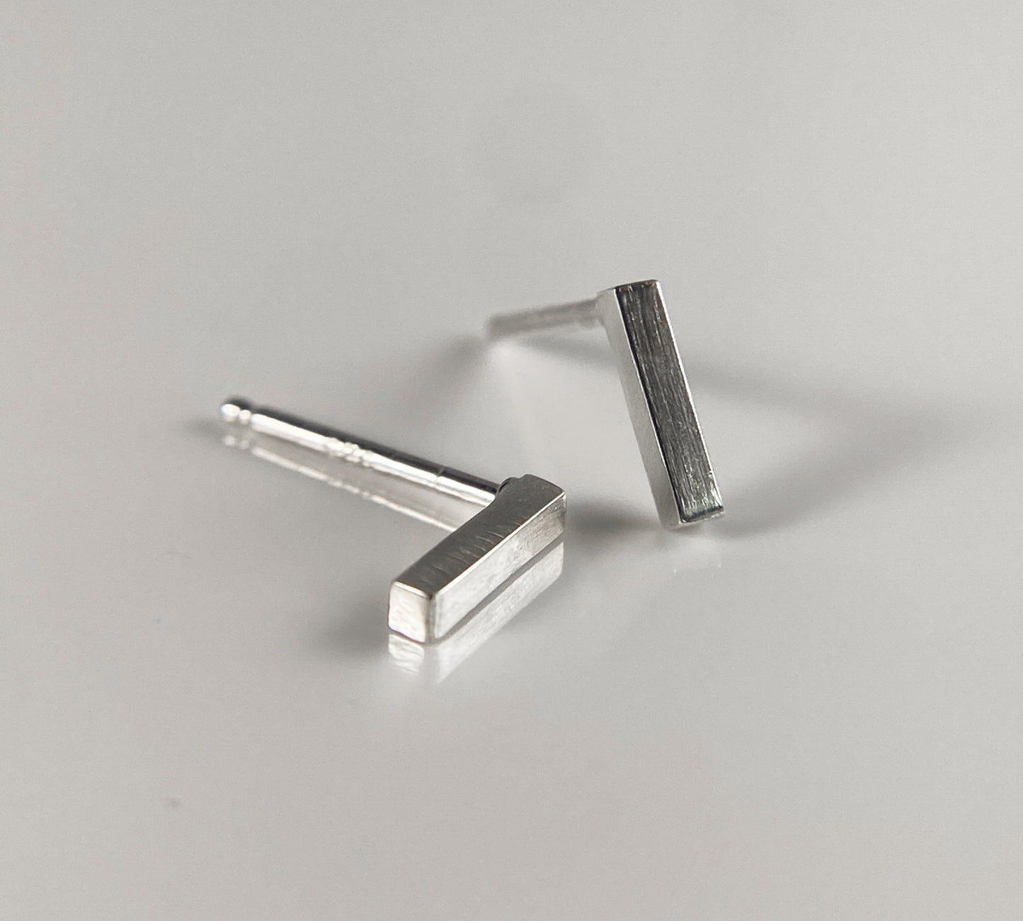 Sterling Silver Dainty Bar Stud Earrings