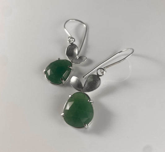 Rosecut Green Onyx Drop Earrings