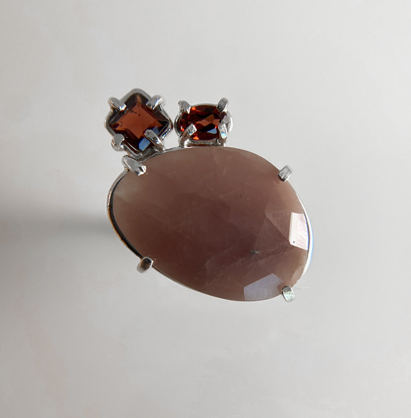 Statement Ring with Rosecut Rhodonite and Garnets