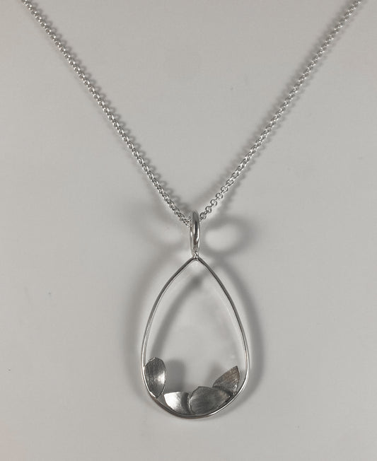 Sterling Silver Teardrop Necklace with Petals