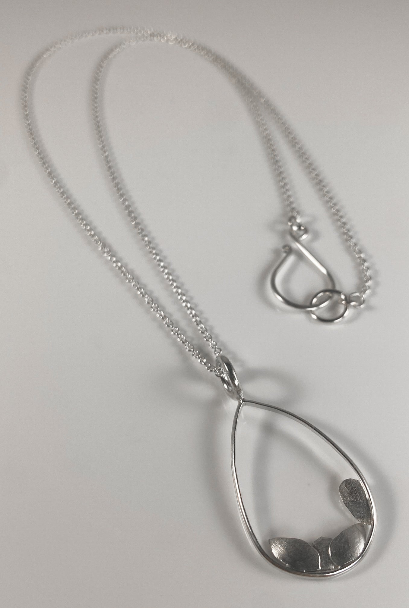 Sterling Silver Teardrop Necklace with Petals